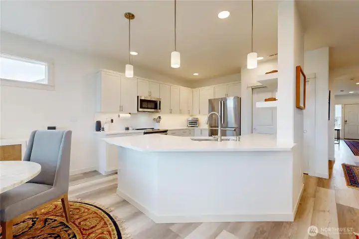 kitchen island-view from living room