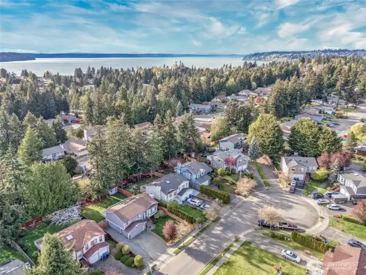 See the quiet street and water in the background