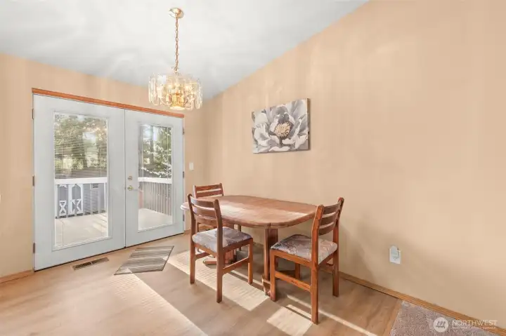 Dining room with french doors to your oversized deck
