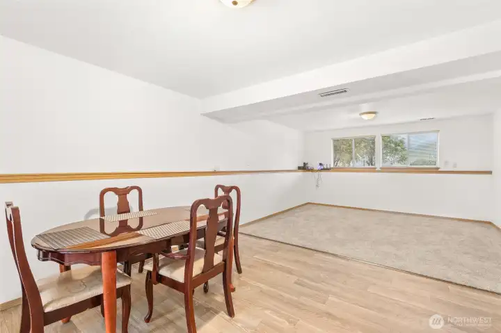 Downstairs can be for extended family with dining area, kitchenette, large living room and bedroom