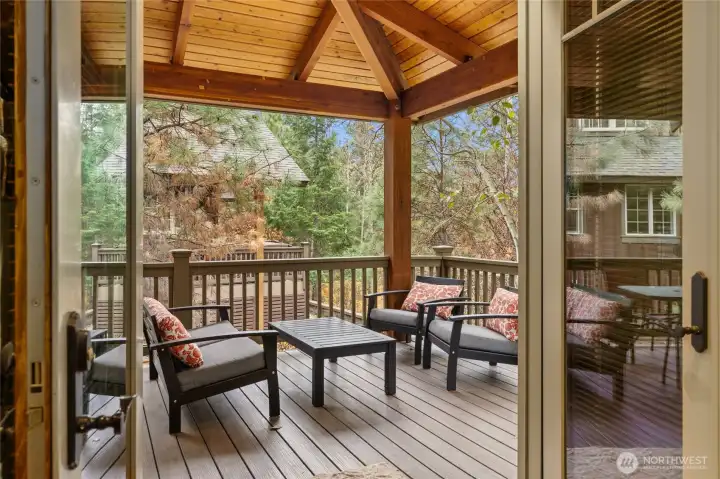 Covered outdoor deck space Covered outdoor deck space