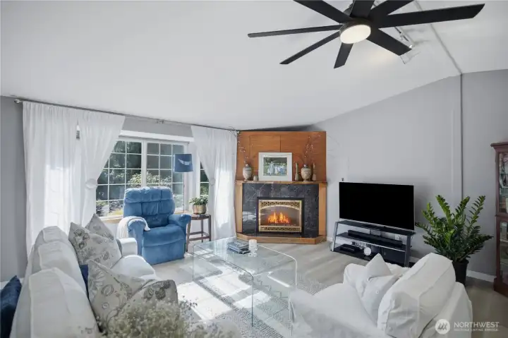 Professional installed Propane fire place.