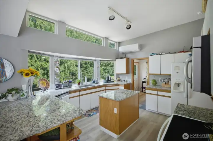 Lots of natural light and large windows.