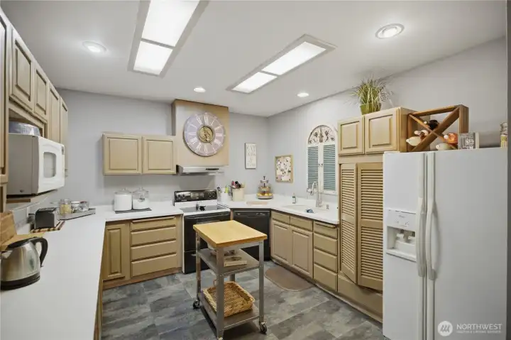 Large kitchen and plenty of storage.