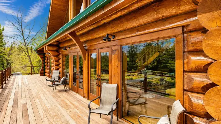 Expansive wraparound deck designed for outdoor living.