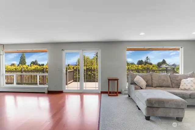 Large windows throughout allow tons of natural sunlight.