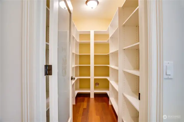 Spacious walk-in pantry.