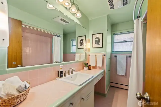 This bathroom is full of charm and character.
