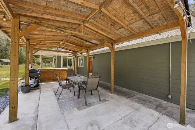 BBQ gazebo with custom bar seating- ready for summer!