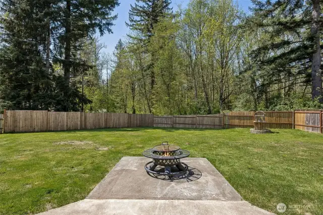 Second patio area for outdoor entertainment - wishing well in backdrop hides the actual private well head.