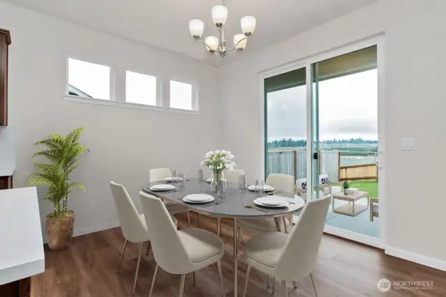 Virtually staged dining nook, for illustration purposes only