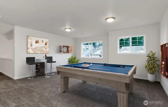 Virtually staged loft area for illustration only