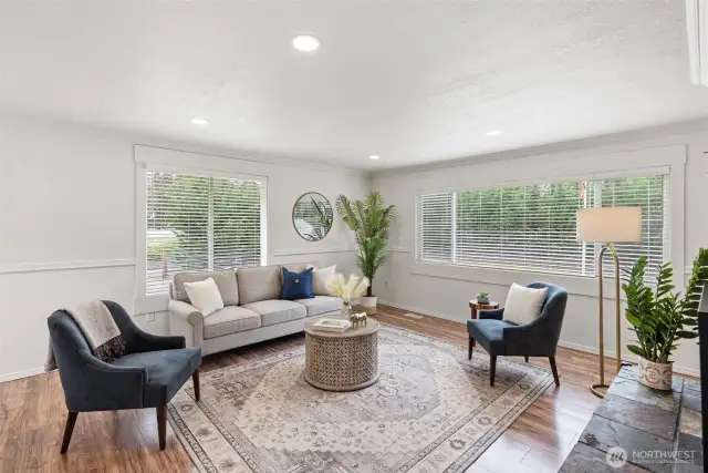 Big windows and fresh interior paint keep things light and bright, even on rainy Pacific Northwest days.