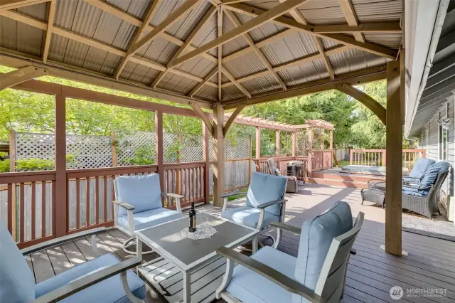 Back deck off kitchen with gazebo