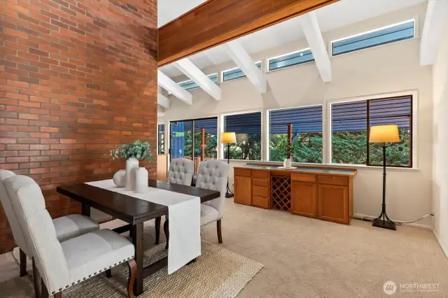 Dining room with built in buffet and garden windows