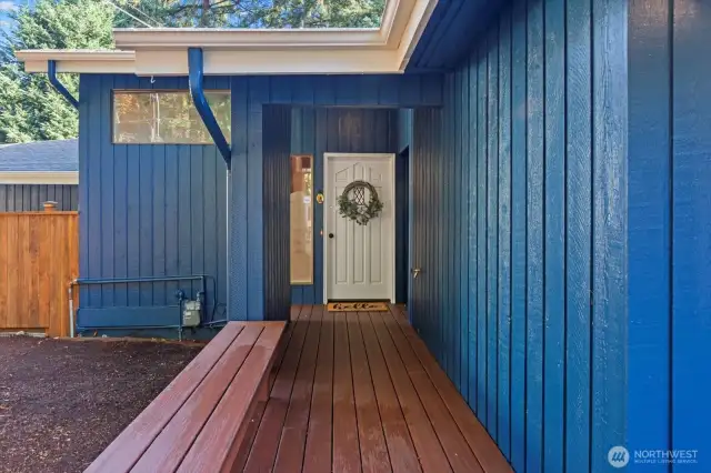Covered entry with new Trex decking