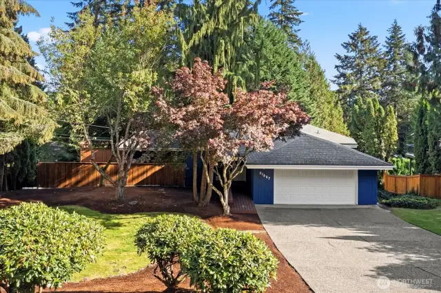 Meticulously landscaped front yard