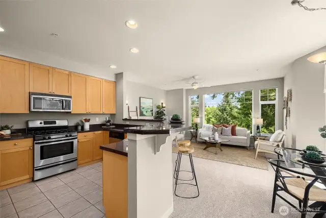 Another view of the open concept area.