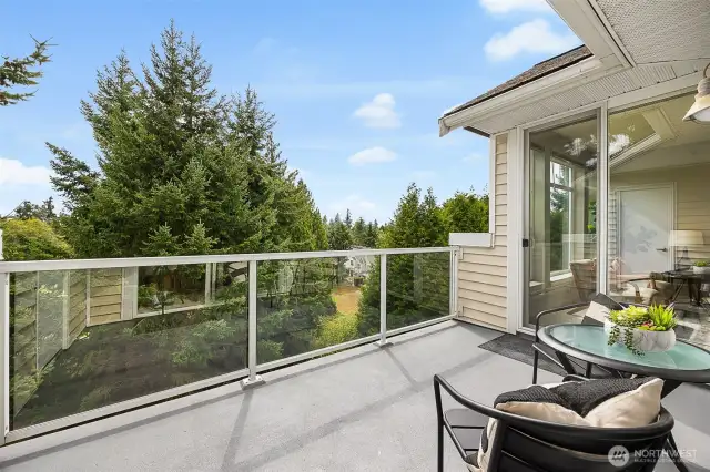Private deck with views, two separate entrances and two storage closets.