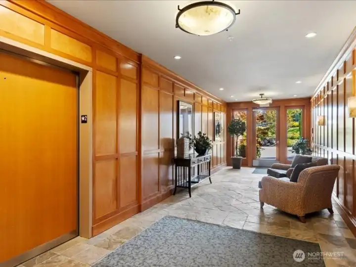 Gracious lobby is 'level in' to access this pretty home . . .
