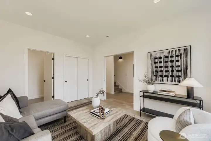 Main floor 4th bedroom with 3/4 bath. Perfect for office, guest quarters, MIL.
