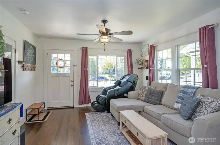 View from dining room into living room