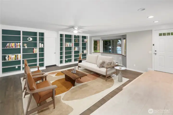 Virtually Staged entry and living room.