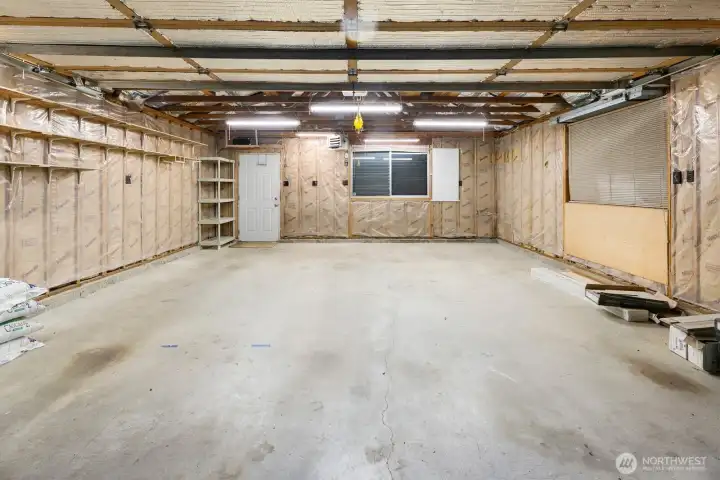Detached 2 car garage room for a shop.