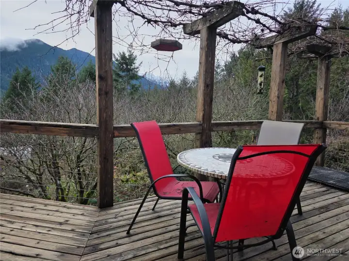 enjoy the mountain views from the wrap around deck