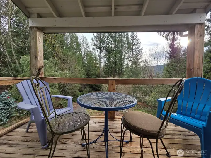 deck off the French doors of the ADU, deck wraps around to the main home