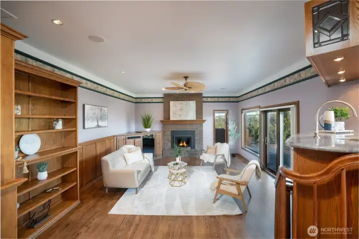 Feet up by the fireplace