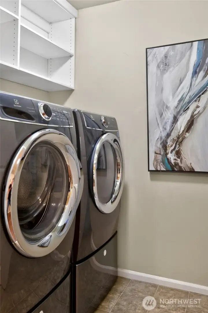 Laundry room with EXTRA STORAGE is conveniently located outside the bedroom wing.