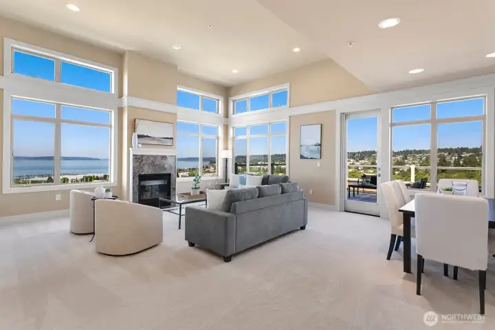 Generous living and dining spaces that open to the larger corner deck, designed for everyday comfort and entertaining.