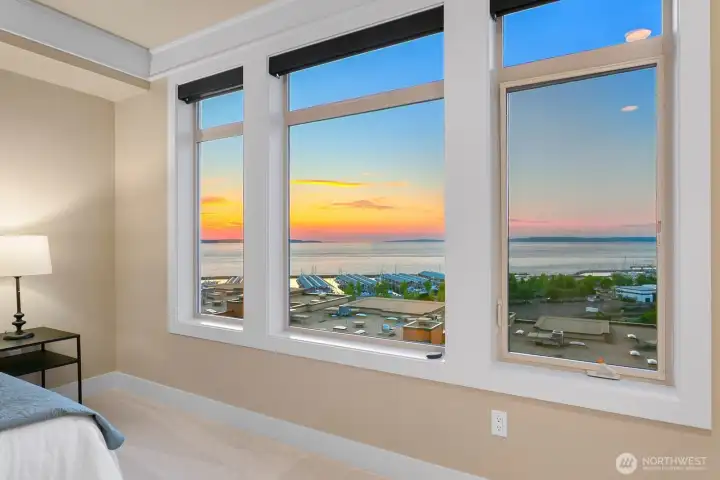 Sunset views from the primary bedroom