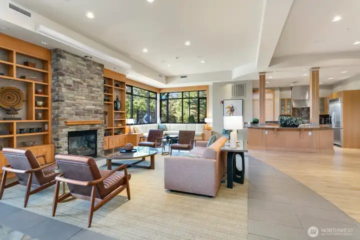 Inviting resident clubhouse for gathering and entertaining.