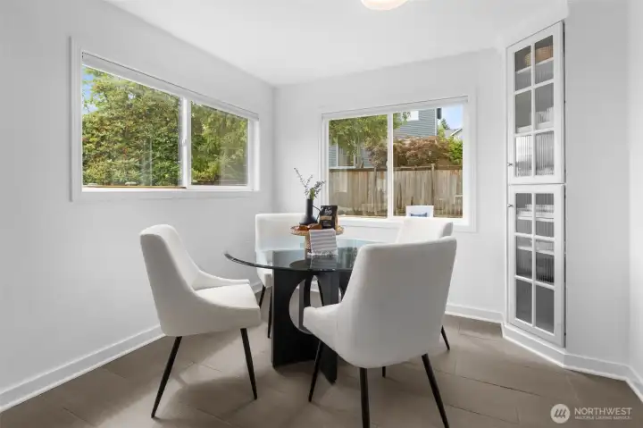 An extra eating or working space with views of the garden An extra eating or working space with views of the garden