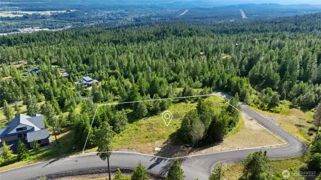 Aerial view of site. Estimated boundary lines.