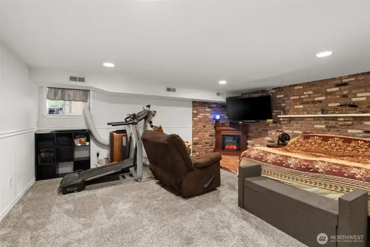 Currently used as a sleeping area in the basement.  The  "MAN CAVE" sign is still there.