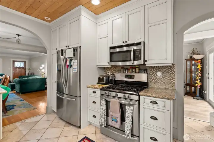 From the back door.  Kitchen living room and front door.  Sitting room off the Master to the right.