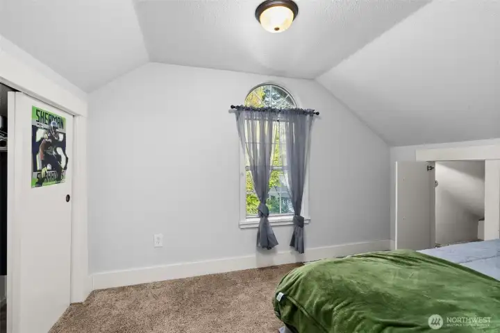 Third upstairs bedroom.  Note the closet/storage on both sides.  Good use of the eaves.