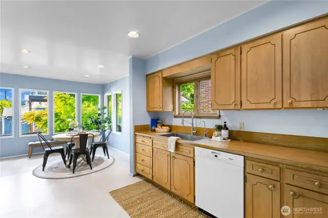 Fondly referred to as "the Florida kitchen" it has lots of light even on Seattle gray days.