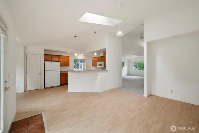 Bright dining area and kitchen