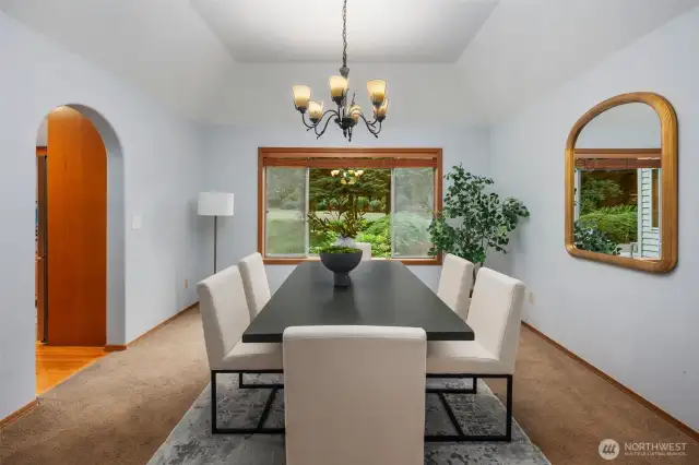 Formal Dining Room flowing into kitchen
