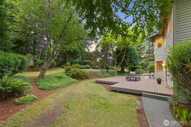 Spacious, Fully Landscaped Backyard w storage shed to left