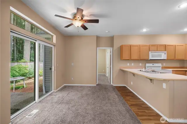 Slider to the back yard - so private.  The primary bedroom is straight ahead.