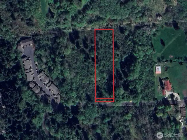 Overhead view with approximate boundaries in red.