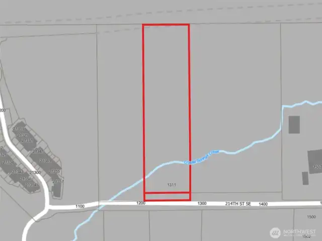 Overhead view with approximate boundaries in red.