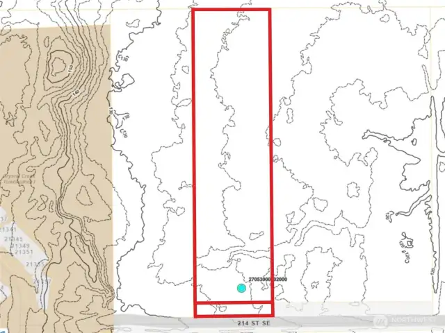 Overhead view with approximate boundaries in red.