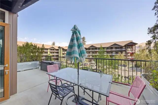 Large patio with table and chairs