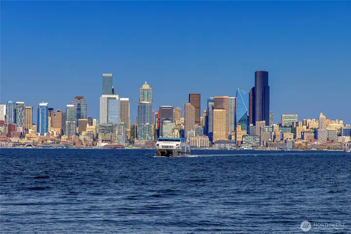 Sweeping 180 degree unobstructed city skyline and water views from this amazing corner unit.